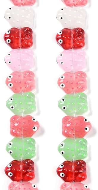 25Pcs Colorful Frog Enamel Glass Beads for Jewelry Making