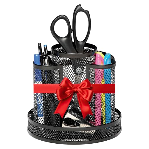 Rotating Mesh Desk Organizer for Office Supplies