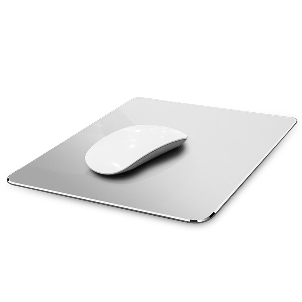 Hard Silver Metal Aluminum Mouse Pad Mat Smooth Ultra Thin Double Side Mouse Mat Waterproof Fast and Accurate Control for Gaming and Office(Small 9.05X7.08 Inch)