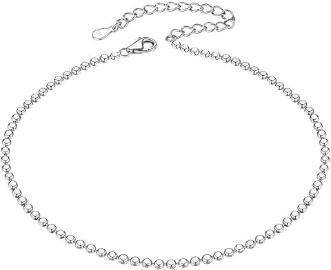 Sterling Silver Women's Anklet with Chain and Beads