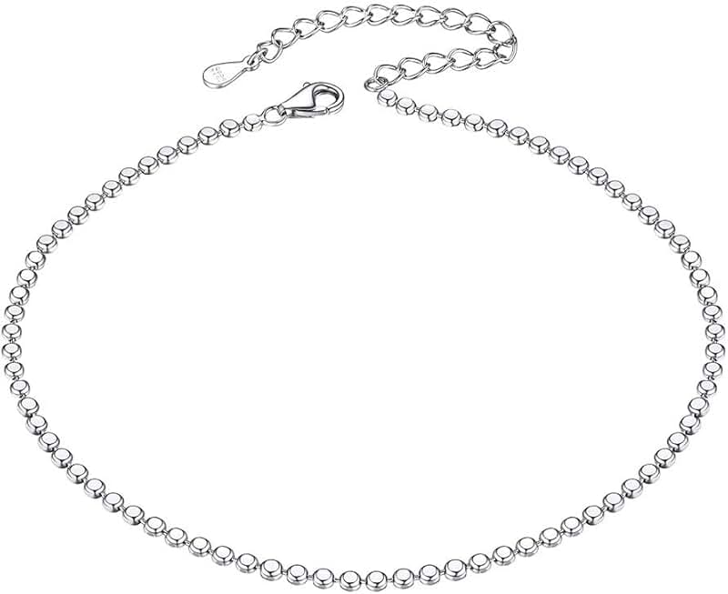 Sterling Silver Women's Anklet with Chain and Beads