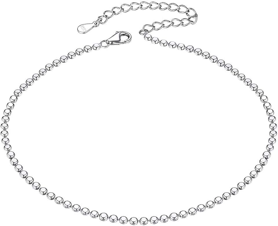 Sterling Silver Women's Anklet with Chain and Beads