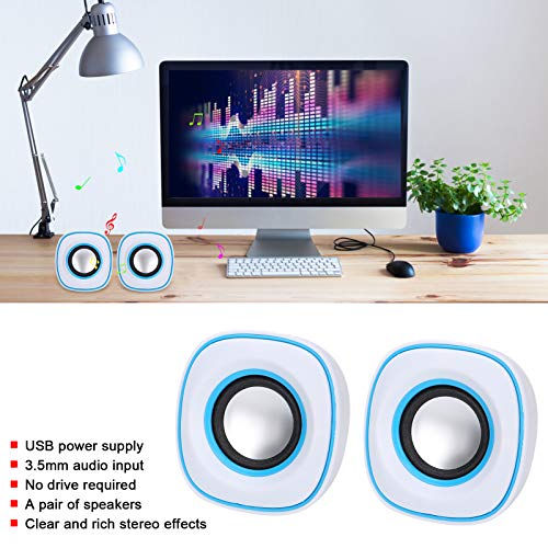 1 Pair USB Speaker, 3.5MM Audio Input Desktop Speakers, Portable Computer Speakers, Compatible with notebooks, desktops, laptops, PCs Computer Speaker
