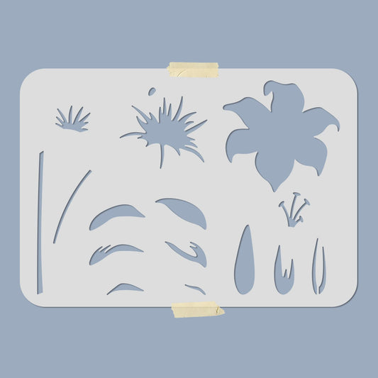 Reusable Floral Layered Drawing Template 11.78x3 inches