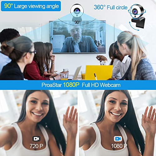 Webcam with Ring Light, 2021 Premium Computer Camera with Microphone, Camera for Computer , Plug and Play, Advanced autofocus Adjustable Brightness,Privacy Protection
