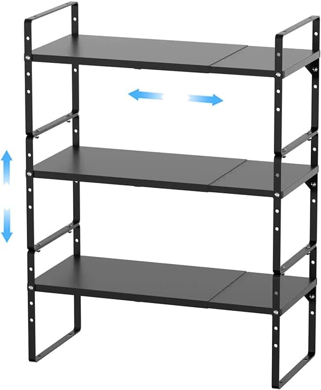 Expandable 3-Pack Metal Kitchen Shelf Organizers
