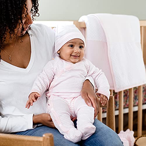 girls Romper Jumpsuit, 100%  Cotton One-piece Coverall and Toddler Footie, Blossom Stripe, 0-3 Months US