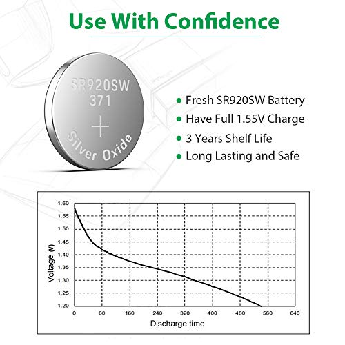 10 Pack 371 SR920SW Watch Battery,Long-Lasting & Leak-Proof,High Capacity Silver Oxide 1.55V Button Cell Batteries for Watch