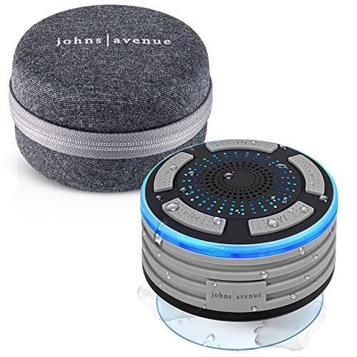Bluetooth Shower Speaker with Zippered Travel Case by - Newest Version 5.0 - Waterproof - Wirelessly Pairs Easily to All Your Bluetooth Devices