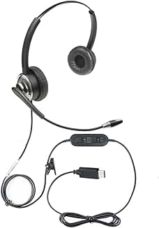 Dual Ear USB-C Voice Recognition Headset with Noise-Canceling Mic