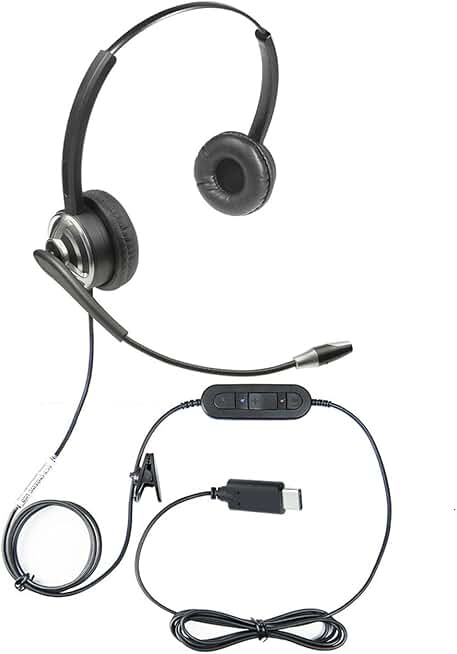 Dual Ear USB-C Voice Recognition Headset with Noise-Canceling Mic