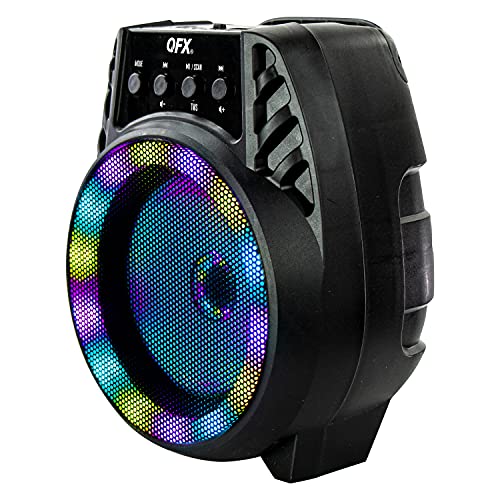BT-64 TWS Bluetooth Rechargeable Portable Speaker with 4 Woofer LED Party Lights, Microphone Input, AUX Input, USB Port, TF Card Slot, Black