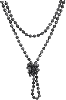 Long Handmade Beaded Natural Stone Necklace for Women