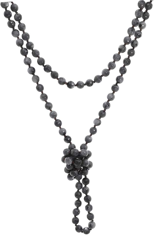 Long Handmade Beaded Natural Stone Necklace for Women