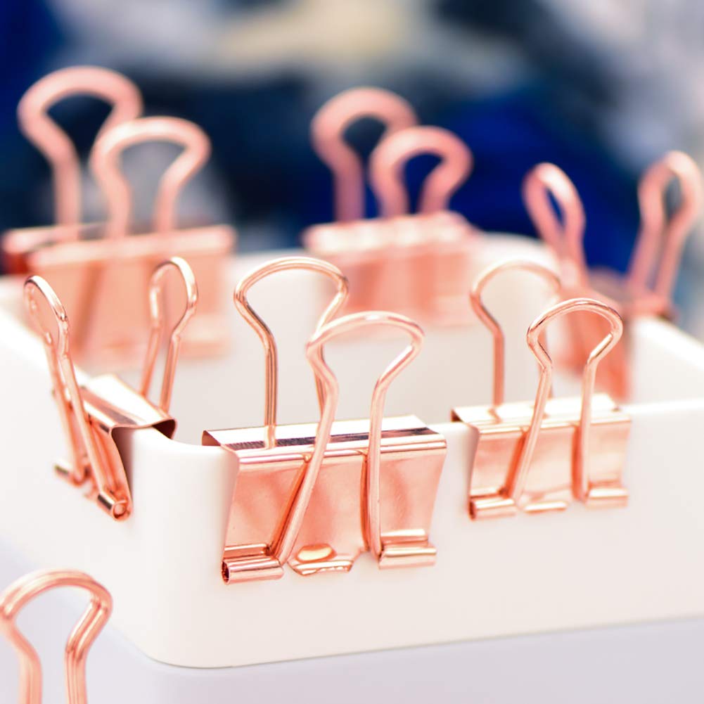 Rose Gold Binder and Paper Clips with Push Pins Set