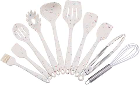 10-Piece White Silicone Cooking Utensil Set