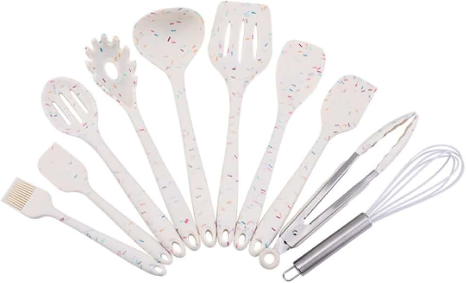 10-Piece White Silicone Cooking Utensil Set