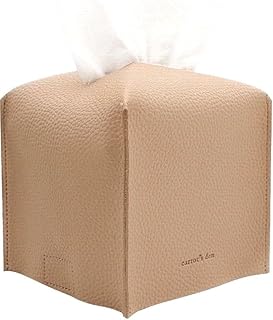 Square PU Leather Tissue Box Cover with Bottom Belt