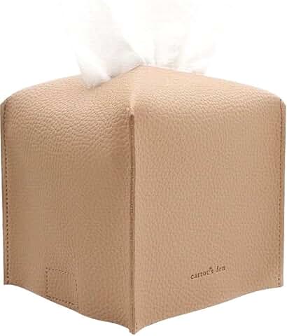 Square PU Leather Tissue Box Cover with Bottom Belt