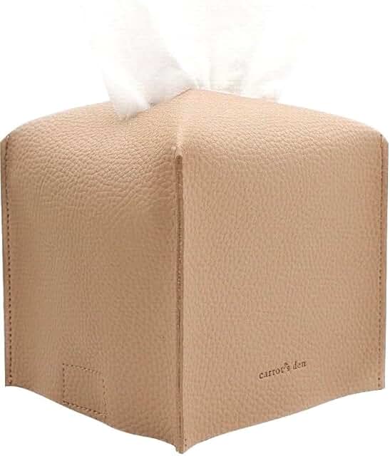 Square PU Leather Tissue Box Cover with Bottom Belt