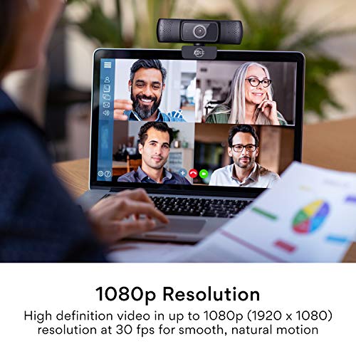 201W 1080p HD Webcam with Mini Tripod, Wide Angle Lens, Microphone, Autofocus, Low Light Correction for Zoom Video Calling; USB Streaming Web Camera for Computer PC Mac Laptop Desktop