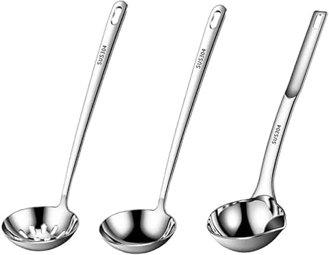 Set of 3 stainless steel cooking spoons