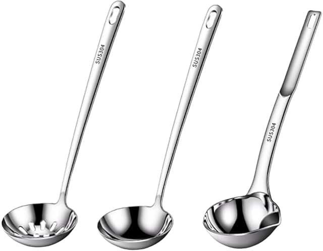 Set of 3 stainless steel cooking spoons