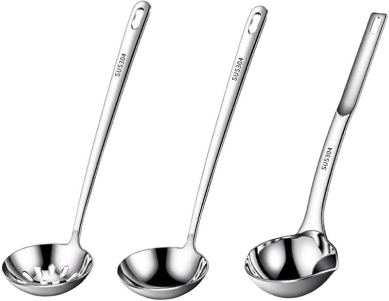 Set of 3 stainless steel cooking spoons