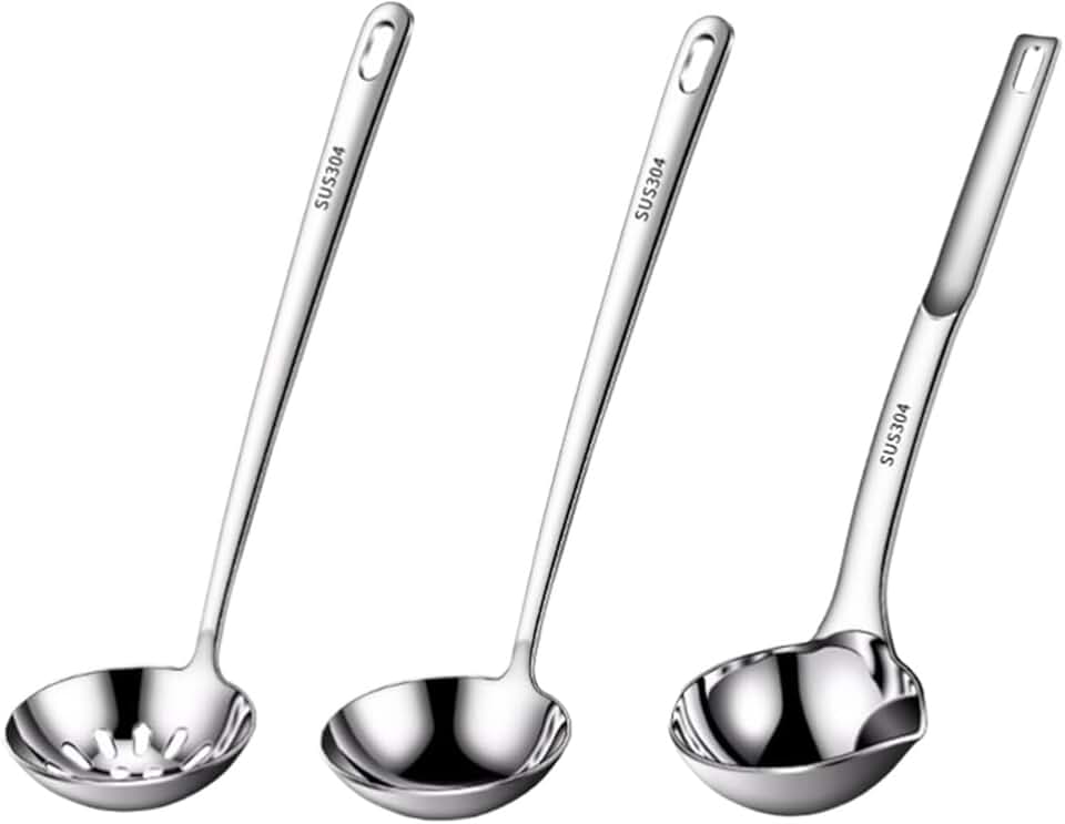 Set of 3 stainless steel cooking spoons