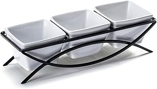 Square Ramekin Bowls with Metal Rack for Snacks