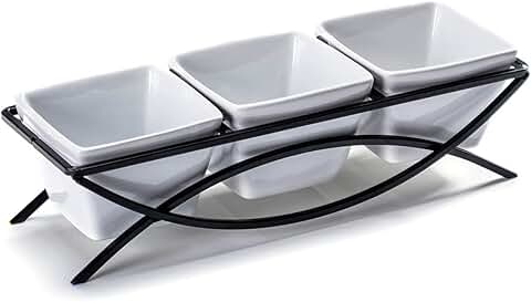 Square Ramekin Bowls with Metal Rack for Snacks