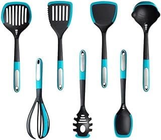 7-Piece Blue Silicone Nylon Cooking Utensil Set
