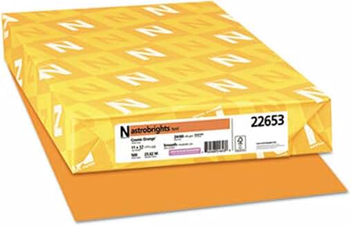 Orange Color Paper, 11 x 17, 24 lb, 500 Sheets