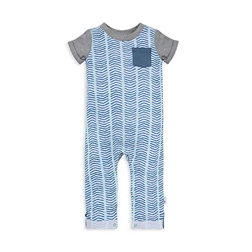 Burt s   -boys Matelasse   Kimono One Piece Jumpsuit, Watercolor Chevron, 0-3 Months