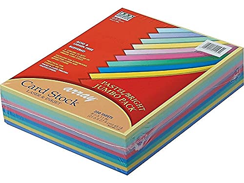 Pastel and Bright Card Stock Assortment, 10 Colors, 8.5" x 11", 250 Sheets