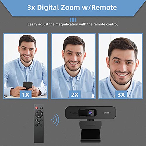 Zoom , N940P 2K Zoomable Webcam with Remote and Software Controls | Sony Starvis Sensor | 1080P@ 60FPS | 3X Zoom in | Dual Stereo Microphone, for Zoom/Skype/Teams/Webex (Black)