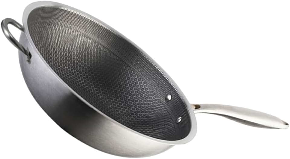 Stainless Steel Honeycomb Wok with Double Handle