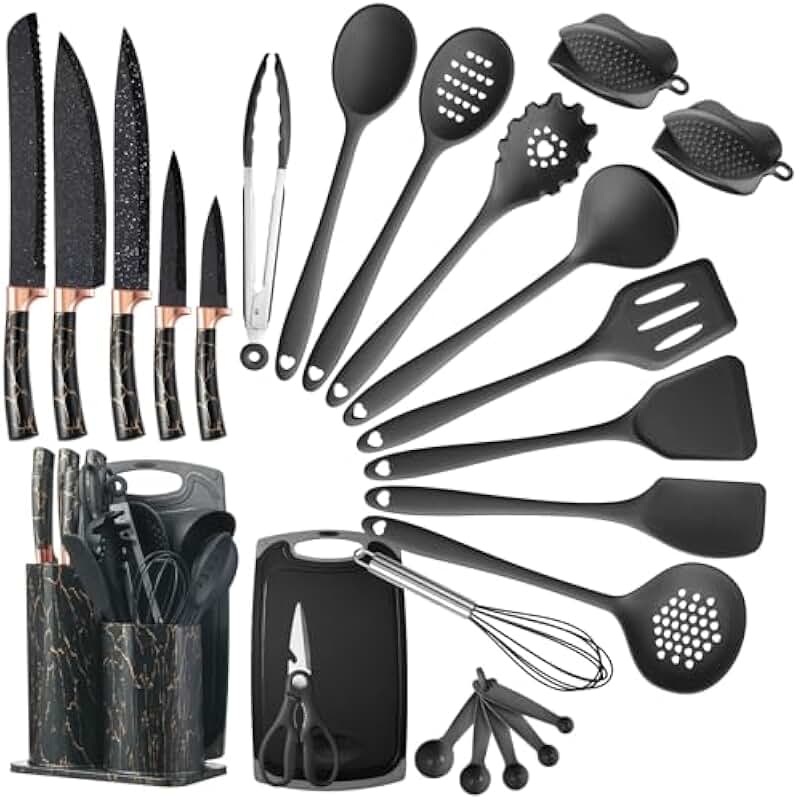 35-Piece Silicone Kitchen Utensil Set with Holder