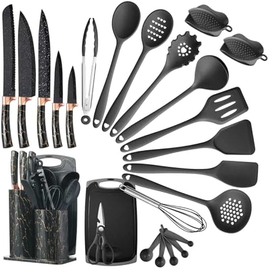 35-Piece Silicone Kitchen Utensil Set with Holder