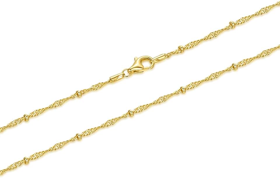 Gold Rope Necklace for Women and Men, 16-26in