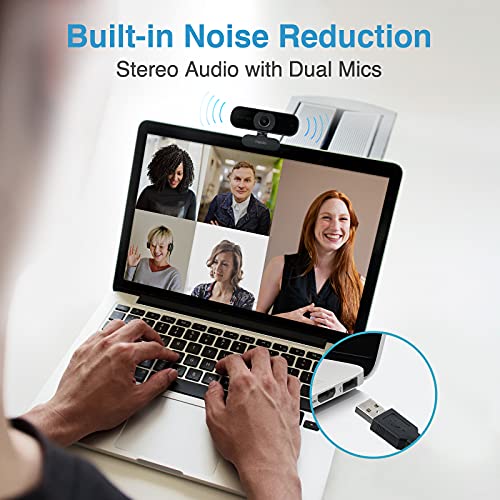 1080P Web Camera, HD Webcam with Microphone,  C260 USB Computer Camera, Built-in Dual Noise Reduction Mics, 95-degree Wide Angle, Plug and Play, for Zoom/Skype/Teams, Conferencing and Video Calls