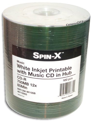 0134.9600White Inkjet Printable Digital-Audio 80-Minute CD-R's by 100-Pak