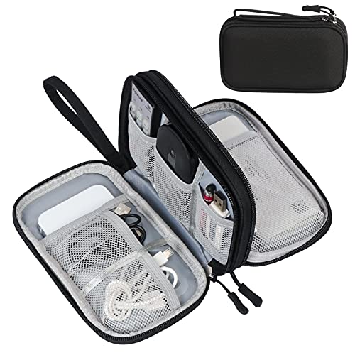Electronic Organizer, Travel Cable Organizer Bag Pouch Electronic Accessories Carry Case Portable Waterproof Double Layers All-in-One Storage Bag for Cable, Cord, Charger, Phone, Earphone Black