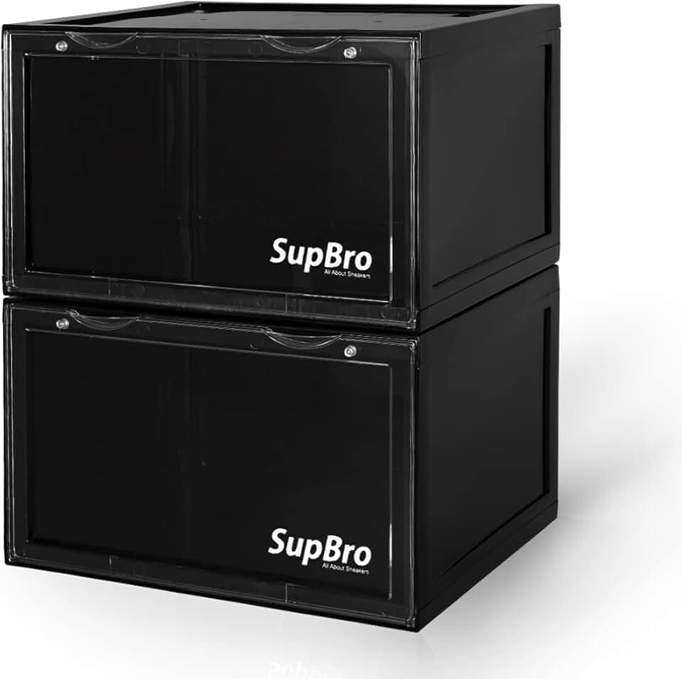 Stackable Clear Shoe Storage Box, 2 Pack