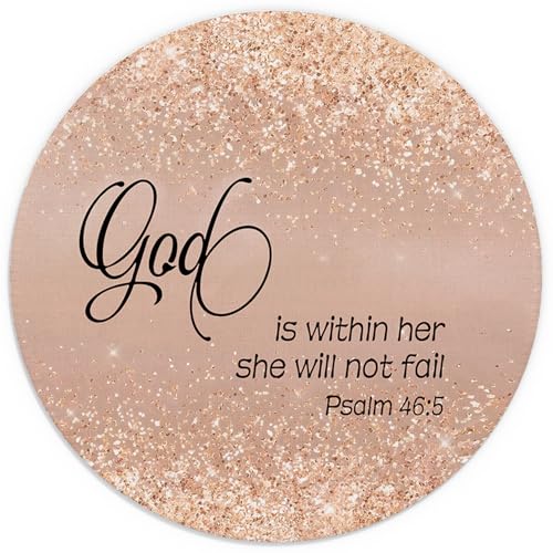 Yellow Glitter Bible Verse Mouse Pad for Desk, 7.9x7.9 Inch