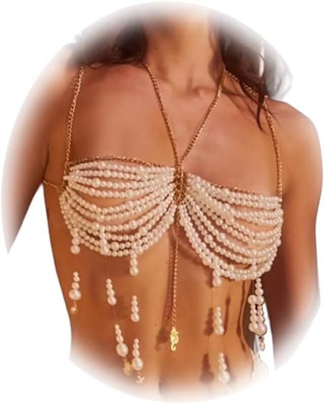 White Pearl Tassel Body Chain for Summer and Festivals