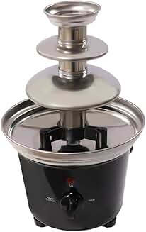 Three-tier stainless steel cheese and chocolate fountain with fruit plate