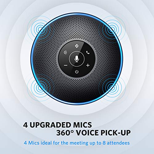 Bluetooth Speakerphone - M2 Black Conference Speaker for 5-8 People Business Conference 360 Voice Pickup 4 AI Microphone Self-Adaptive Conference Call Speaker Skype USB Speakerphone