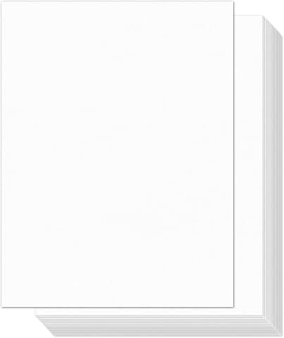 White 8.5 x 11 inch Thick Cardstock, 100 Sheets