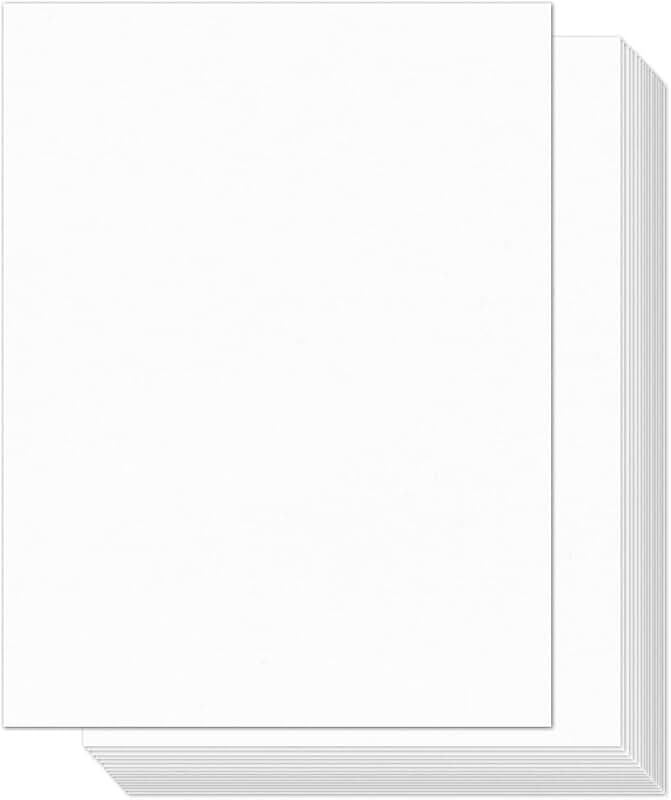 White 8.5 x 11 inch Thick Cardstock, 100 Sheets